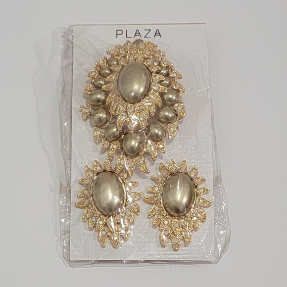 Vintage Brooch Pendant & Clip On Earring Set - Picture 1 of 4